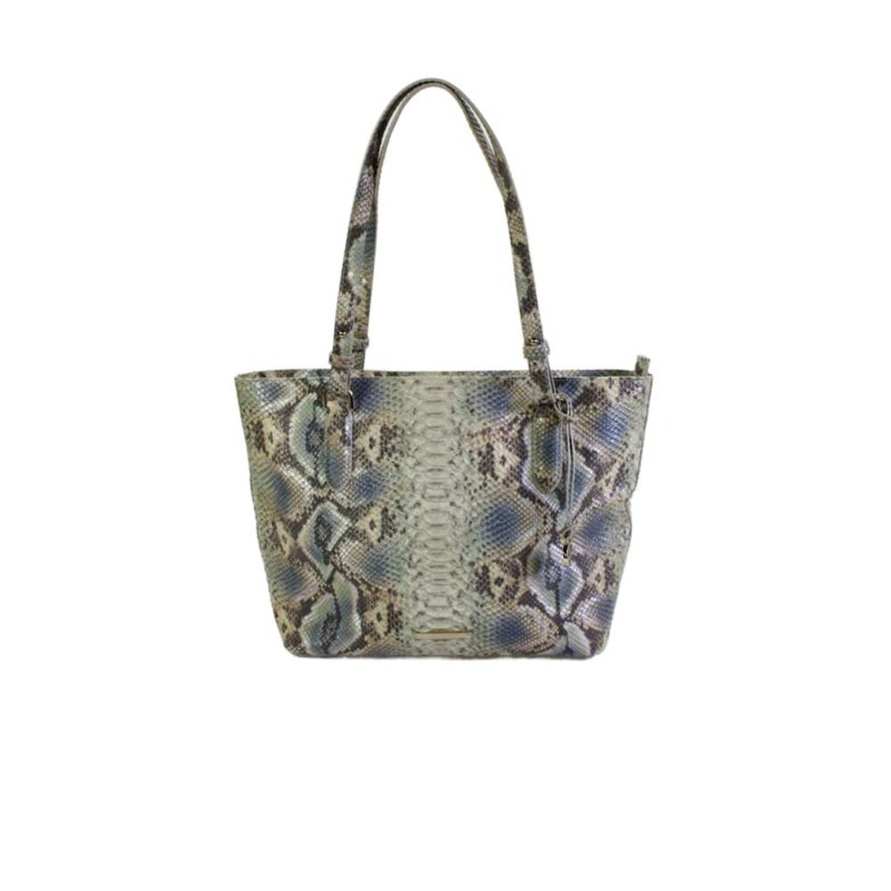 Brahmin Womens Snakeskin Print Tote Shoulder Handbag Multi Colored